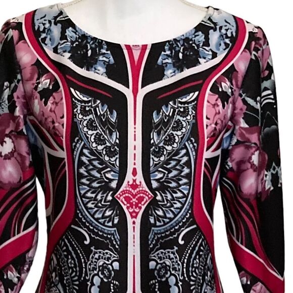 Tiana B. black and red 3/4 sleeve shift dress - Picture 3 of 6